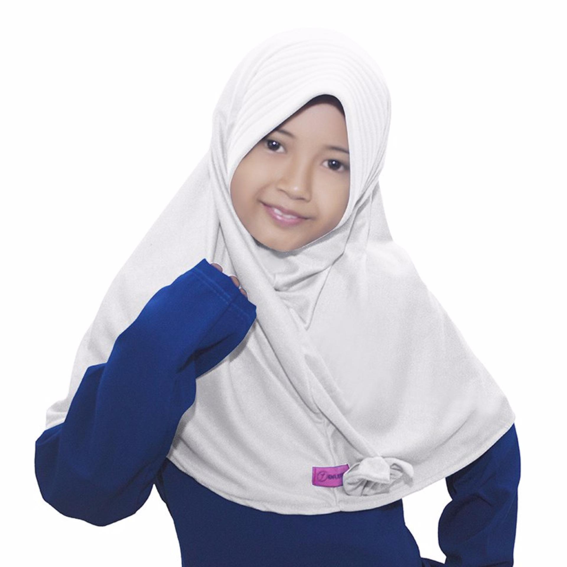 Bajuyuli - Kerudung Jilbab Anak Murah Polos Pita Cantik Putih