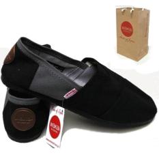Bang janu olshop Sepatu unisex pria dan wanita wakai abu hitam, sepatu wakai pria slip on loafer sepatu wanita wakai