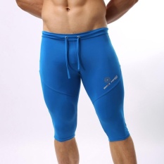Bang Pria Bersepeda Latihan Ketat Tether Silky Elastis Solid Boxer 3/4Pan-Intl