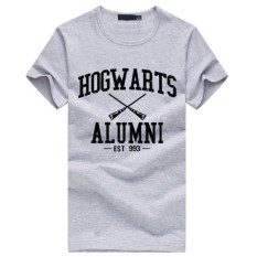 Banshan Hogwarts Terinspirasi Siswa Sihir Short Kaus untuk Pria Pakaian Amerika Kaos Lucu Abu-abu-Internasional