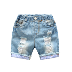 Baobao Korea Fashion Style denim anak laki-laki di pasang panjang celana anak celana pendek (Light Blue)