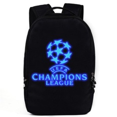 Barcelona Modis Kanvas Laki-laki Baju Sepak Bola Tas Ransel Tas (Liga Champions Hitam Tas)