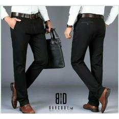 Barcode.id Celana Kerja Pria / Formal / Panjang Bahan Gabardine Hitam SlimFit