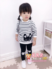 Baru Children Lengan Bergaris Kucing Gadis Jas (Lengan Bergaris Kucing Jas-Hitam)