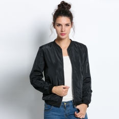 Baru dan Bergaya Kasual Wanita Lengan Baju Panjang Di Depan Ritsleting Jas Jaket Busana