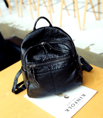 Baru Modis Korea Fashion Style Kulit Bisa Dicuci Soft Kecil Tas Ransel Tas Ransel Wanita (Hitam) Tas Tas Wanita Tas Ransel Wanita