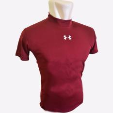 Baselayer Lengan Pendek Baju Fitness Under armour Maroon Kudastore