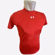 Baselayer Lengan Pendek Baju Fitness Under armour Merah Kudastore