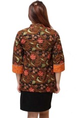 Batik Distro BA4195 Blus Wanita Kombinasi Polosan Orange