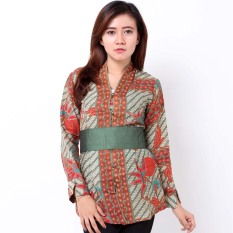 Batik Distro BA7117 Blus Wanita Encim Panjang - Hijau