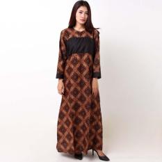 Batik Distro BA8761 Gamis Wanita Lengan Panjang - Coklat