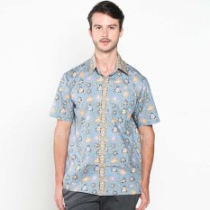 Batik Distro K7874 Kemeja Pria Motif Jarik Modern - Biru