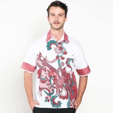 Batik Distro K7885 Kemeja Pria Doby Putihan - Merah