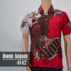 Batik Sofie 4142 Kemeja Batik Pria Motif Daun Anjani Merah