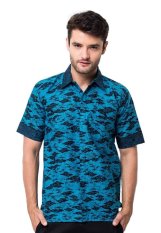 Batik Trusmi - Hem Katun Printing-Motif Mega Mendung - Biru