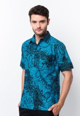 Batik Trusmi - Hem Katun Printing - Motif Snail- Biru-Tosca