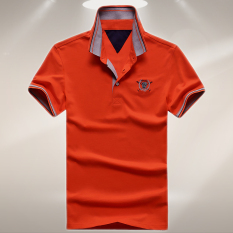 Medan Perang Kasual Pria Pria Kemeja Polo Kaos (Oranye)