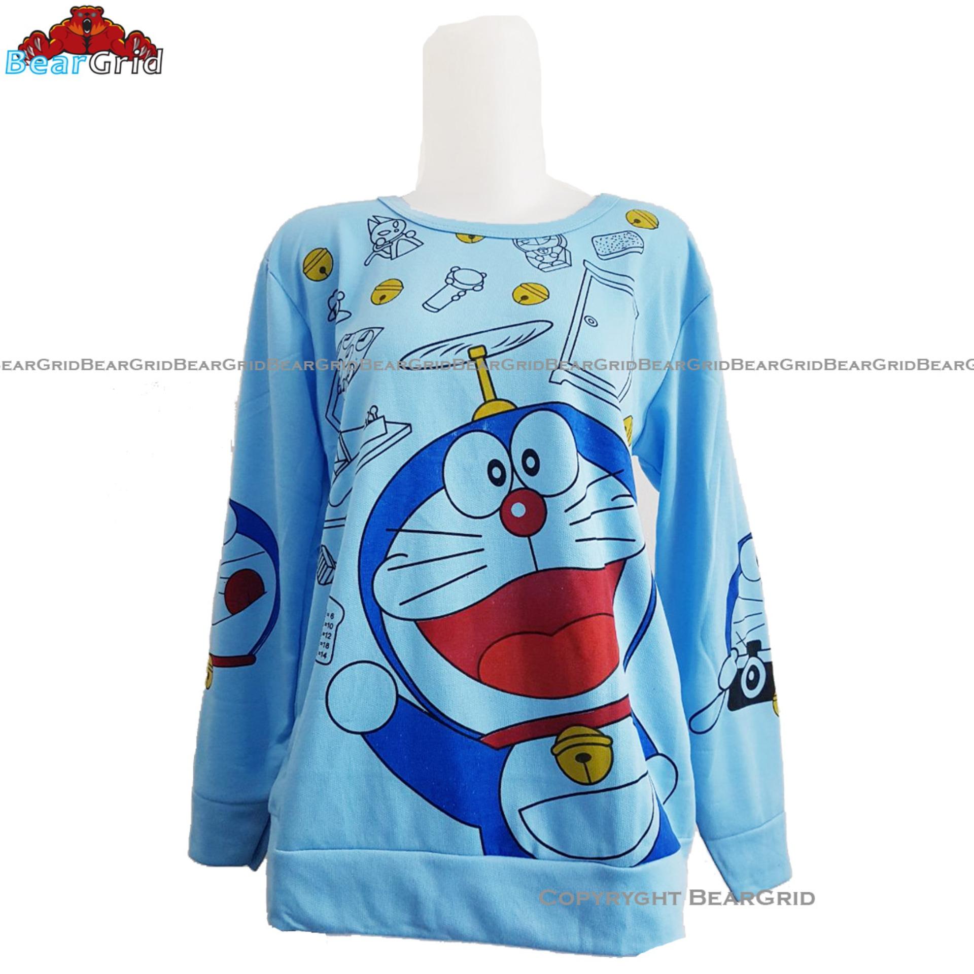 BearGrid Kaos Cewek Baby Terry T-Shirt Lengan Panjang Doraemon Big