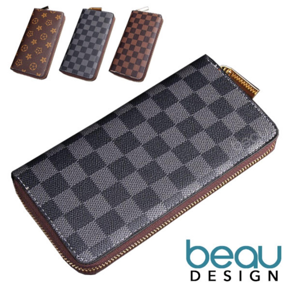 BEAU Design Dompet Pria Import Batam Branded Model Terbaru Kulit PU Zipper Leather Men Long Wallet