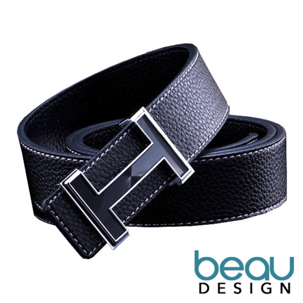 Beau Design H Buckle Ikat Pinggang Sabuk Pria Quality Leather Men Belt