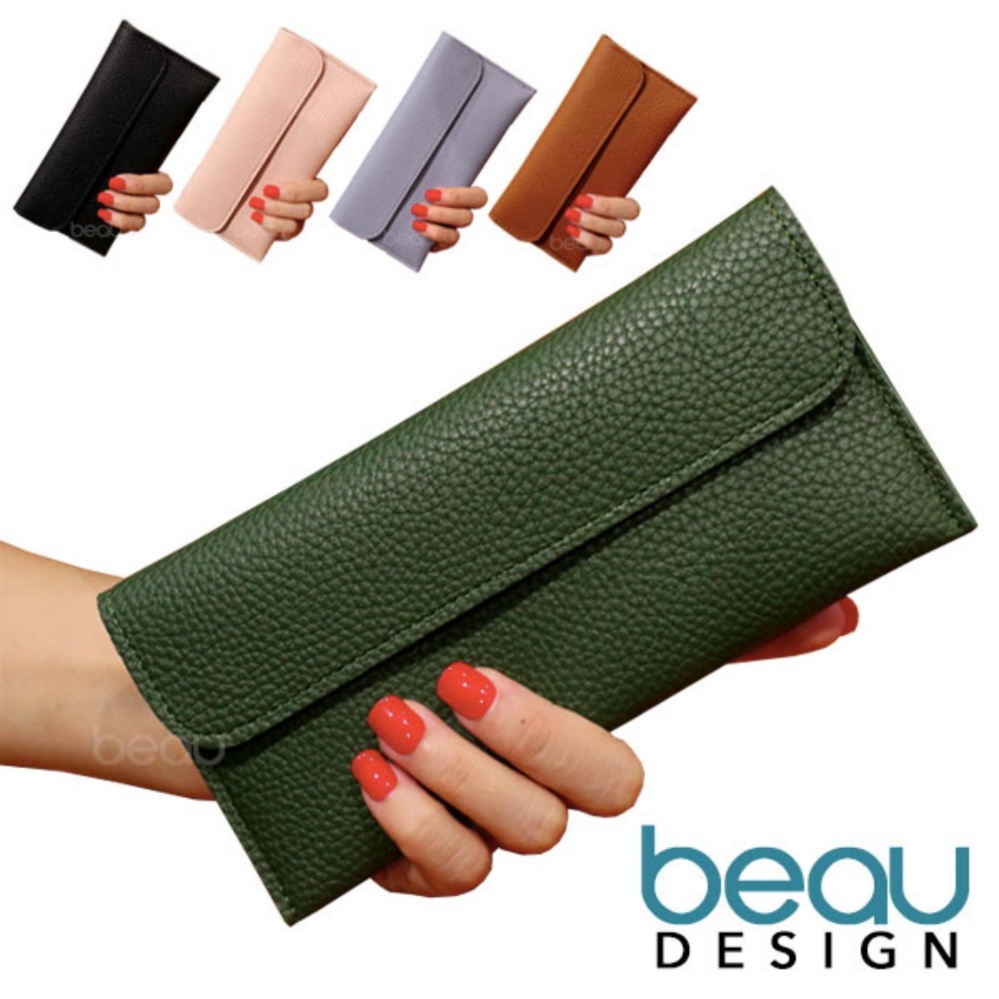 BEAU Dompet Wanita Soft PU Leather Rectangle Women Purse Wallet