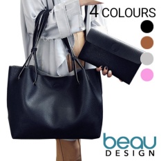 BEAU Set of 2 Tas Wanita Import Kulit Batam Branded Selempang Terbaru PU Leather Tote Bahu Shoulder Bags