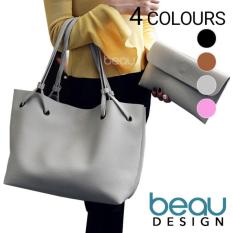 BEAU Set of 2 Tas Wanita Import Kulit Batam Branded Selempang Terbaru PU Leather Tote Bahu Shoulder Bags