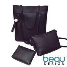 BEAU Set of 3 Tas Wanita Batam Branded Selempang Terbaru Import PU Leather Tote Women Shoulder Bags