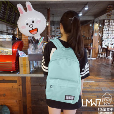 Beberapa Korea Fashion Style bordir warna solid bola tas ransel tas sekolah Ramen (Biru Hijau)