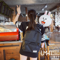 Some Korea Modis Gaya Bordir Warna Polos Bola Ransel Tas Sekolah Ramen (Hitam)