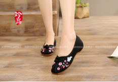 Beijing Oleander Tari Persegi Pakaian Adat Tiongkok Sepatu Pernikahan Perempuan Sepatu Kain (J 606-23 Hitam)
