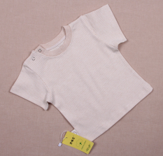 Beimiai berwarna kapas musim panas untuk pria dan wanita anak-anak memakai t-shirt (Garis-garis putih coklat)