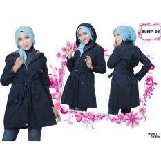 Believe BJMP-08 Jaket Muslim Wanita Jaket Parka Ziper Hoodie Casual Kaos Old Blue