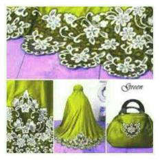 BenOlshop Pasarbaju Stelan Mukena Velvet Embos Bordir Asli Warna Hijau + Tas Cantik