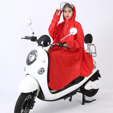 Bercahaya Mobil Listrik Sabuk Lengan Sabrina Tunggal Jas Hujan Sepeda Motor Mobil Jas Hujan (3249 Yang Mendalam Merah Has manset Masker)