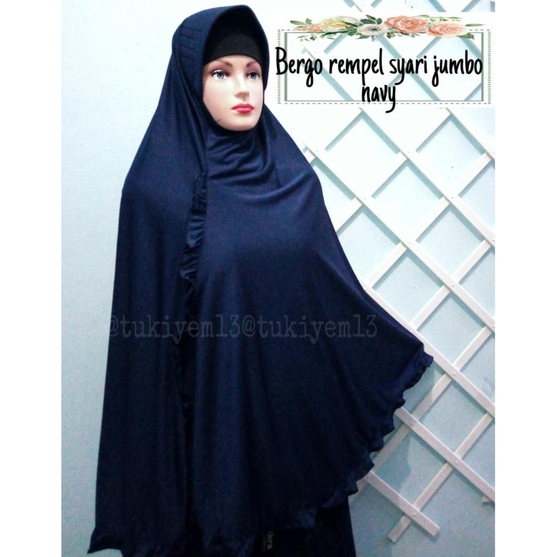 Promo Jilbab Kerudung Hijab Khimar Syar'i Bergo Jumbo Besar Syari Rempel - tukiyem13