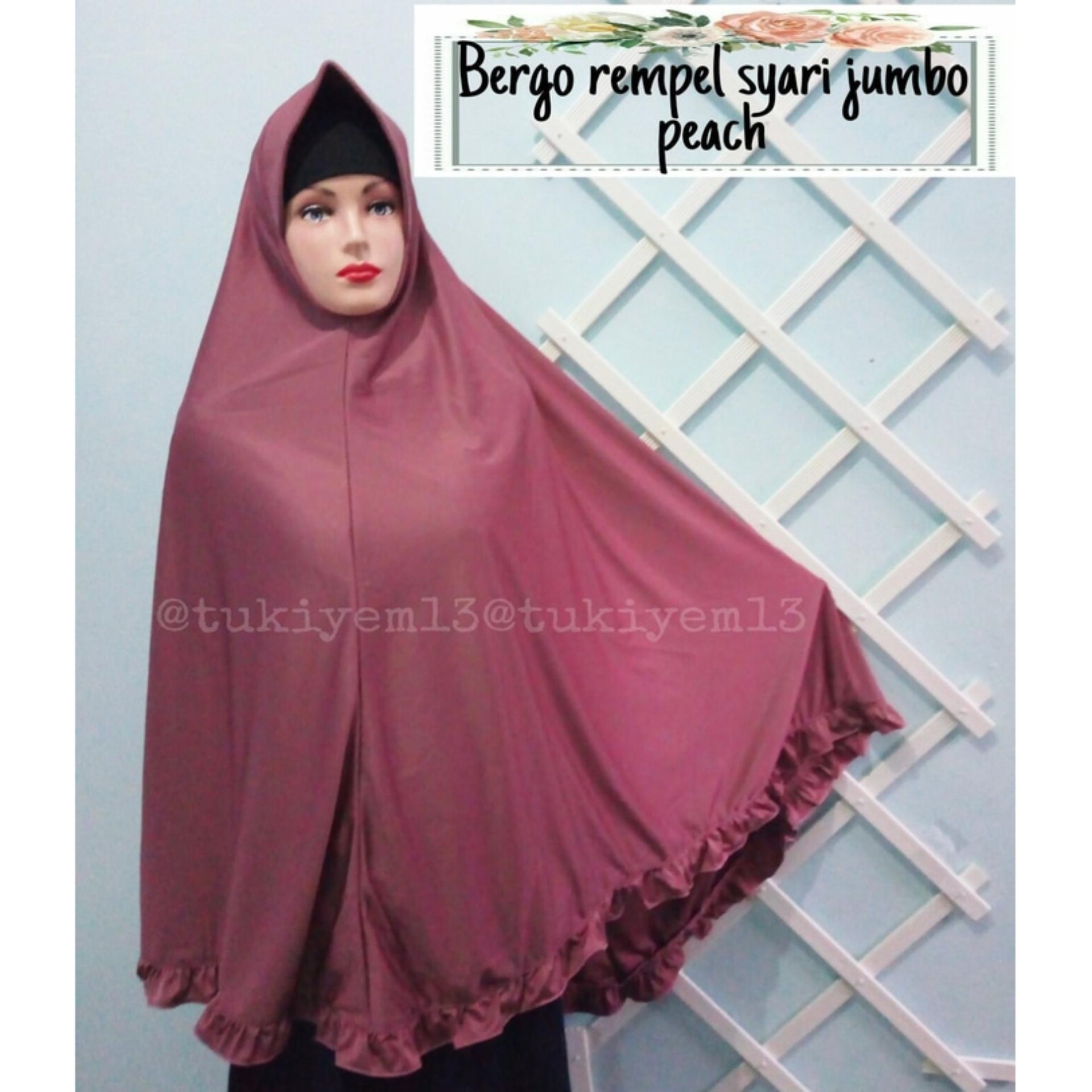 Promo Jilbab Kerudung Hijab Khimar Syar'i Bergo Jumbo Besar Syari Rempel - tukiyem13