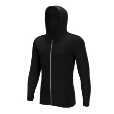 Kebugaran Jas Laki-laki Berkerudung Lengan Panjang Baju Him Kering Pakaian Olah Raga (Jaket Hitam)