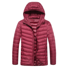 Jaket Hangat Bertopi Super Tipis Pria (Merah) (Merah)