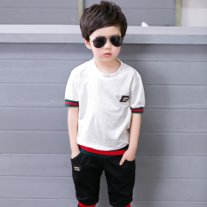 Besar Korea Fashion Style anak laki-laki baru musim panas pakaian anak-anak (Musim panas ayat oucci putih)