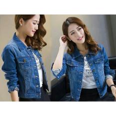 Jaket Bahan Jeans / Jacket jeans Denim / Jaket jeans Wanita Premium / Bomber Parka (rinaka) NR - BIRU TUA D2C