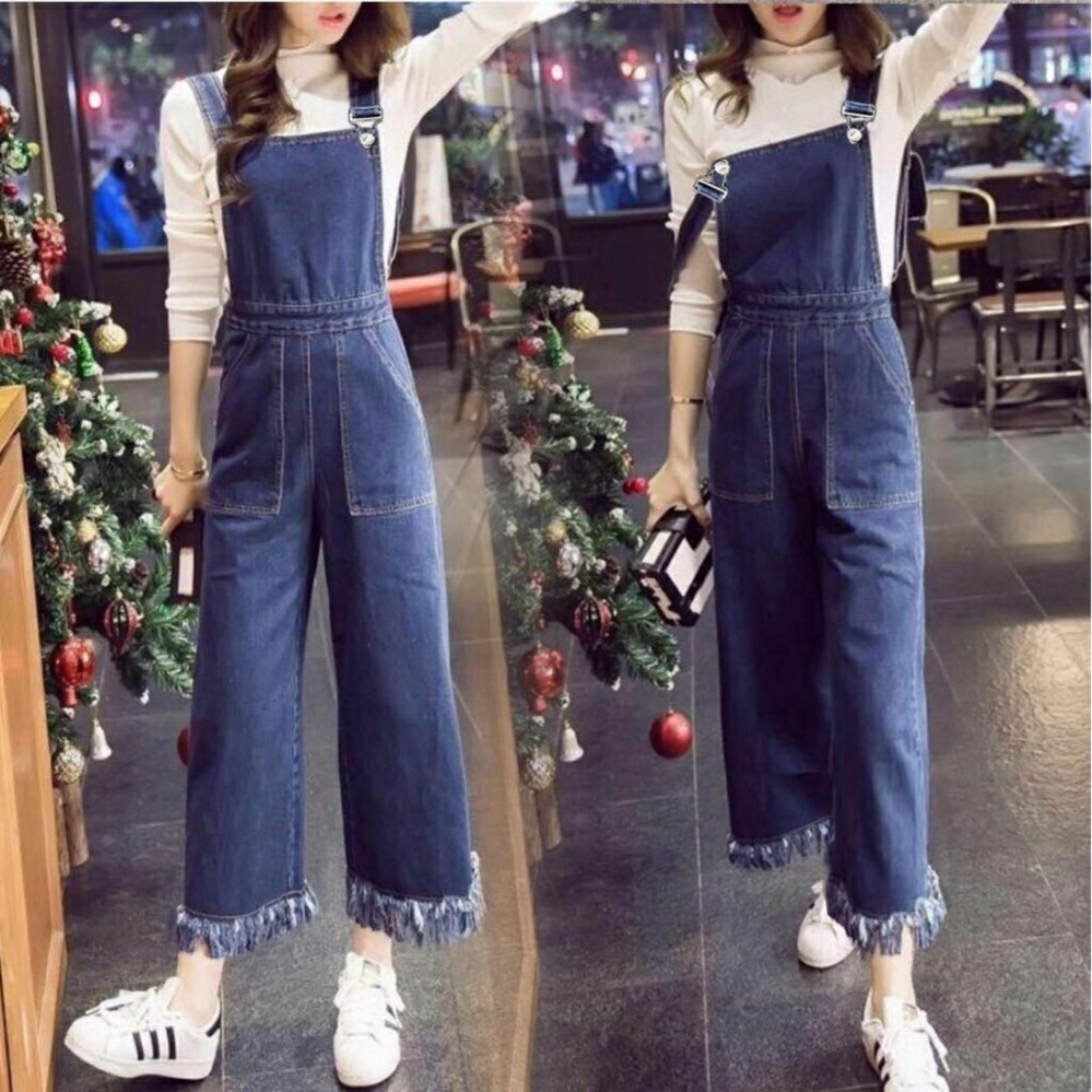 [TERLARIS] Celana kodok Bahan Denim / Kulot Denim / Jumpsuit Jeans Wanita Premium / Baju Kodok / Setelan (ritana lotku) VC - BIRU TUA / Overall Wanita / Celana Kodok / Jamsut / Jamsuit / jumsuit D2C