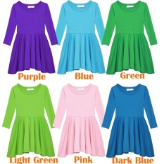Terbaik Jual ASTAR Mode Terkini Anak Gadis Kasual Lengan Panjang Gaun Katun Lembut-Intl