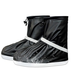 Terbaik Jual Fashion Pria dan Wanita Sol Yang Menebal Rain Boots Cover Waterproof Pembalut Sepatu Cover (Hitam)-Intl