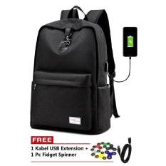 BEST Tas Ransel Kuliah Travelling IMOR USB #0220 HOOK Sling Bag Ada Tempat Botol Minum Slempang WATERPROOF Mens Sling FREE SPINNER + KABEL USB