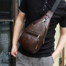 Tas Slempang & Sling Bag Batam Murah Model Retro Bahan Kulit Warna Coklat Tua