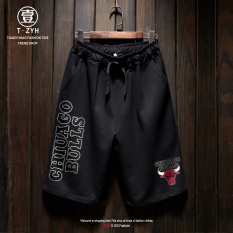 BF Hip Hop Angin Ukuran Besar Bola Basket T-shirt (Pekerja Sapi Vertikal Surat Celana Pendek Hitam)
