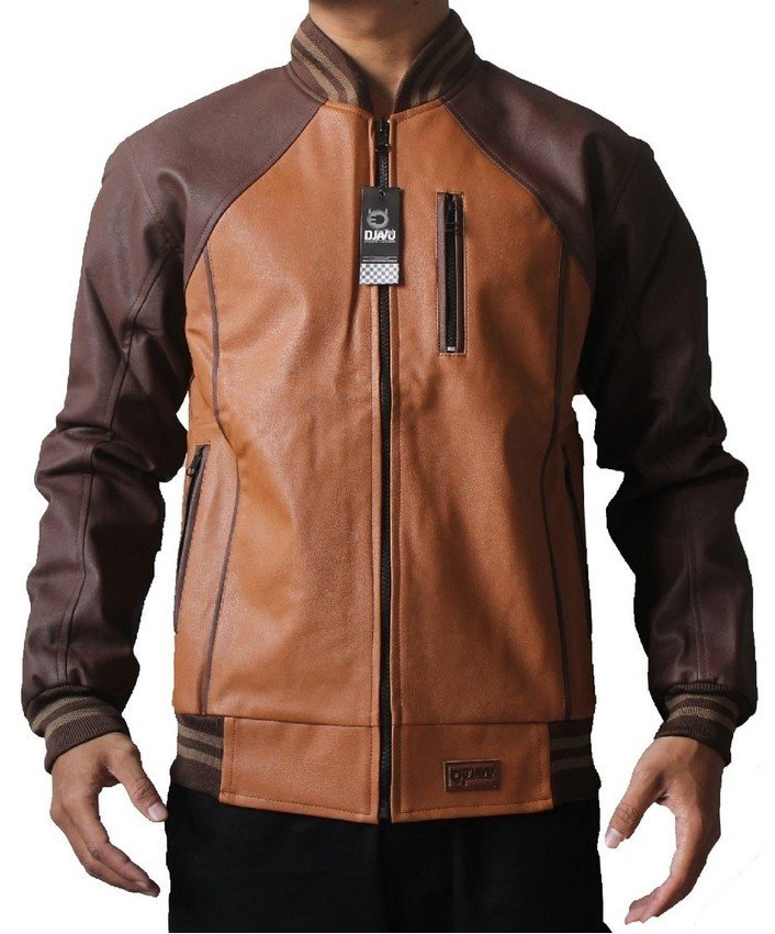 Bgaya Jaket Kulit Baseball Afgan - Coklat
