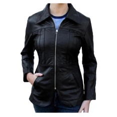 Bgaya Jaket Kulit Wanita Black Widow Style - Hitam