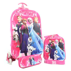 BGC Disney Frozen Elsa Anna Olaf Prince Hans Pink Koper Set Troley T 3D Timbul Import